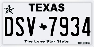TX license plate DSV7934