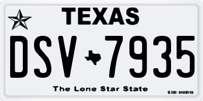 TX license plate DSV7935
