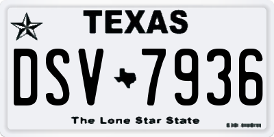 TX license plate DSV7936