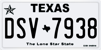 TX license plate DSV7938