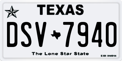 TX license plate DSV7940