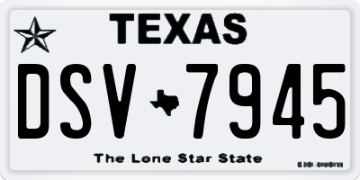 TX license plate DSV7945