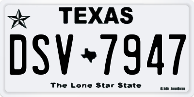 TX license plate DSV7947