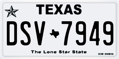 TX license plate DSV7949