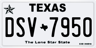 TX license plate DSV7950