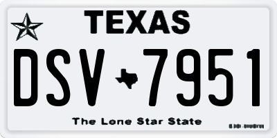 TX license plate DSV7951