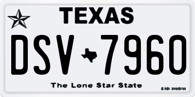 TX license plate DSV7960