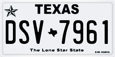 TX license plate DSV7961