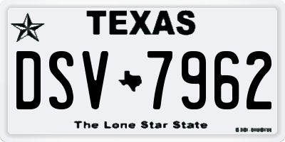 TX license plate DSV7962