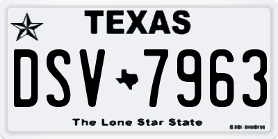 TX license plate DSV7963