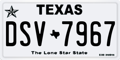 TX license plate DSV7967