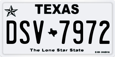TX license plate DSV7972