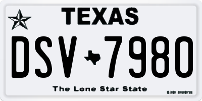 TX license plate DSV7980