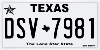 TX license plate DSV7981