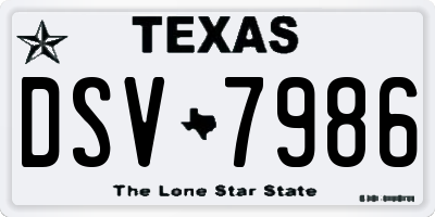TX license plate DSV7986
