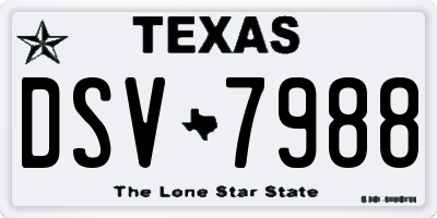 TX license plate DSV7988