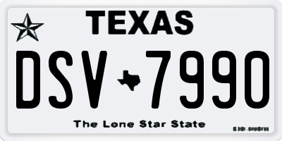 TX license plate DSV7990