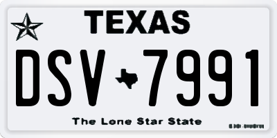 TX license plate DSV7991