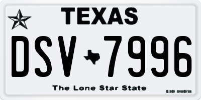 TX license plate DSV7996