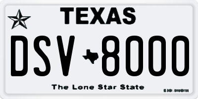 TX license plate DSV8000