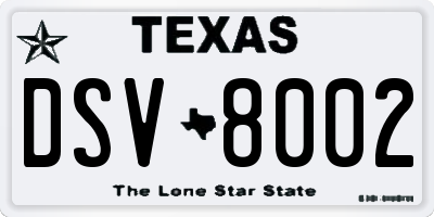 TX license plate DSV8002