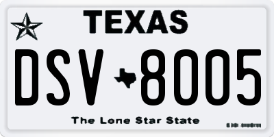 TX license plate DSV8005