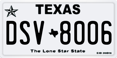 TX license plate DSV8006