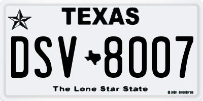 TX license plate DSV8007