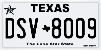 TX license plate DSV8009