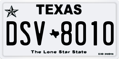 TX license plate DSV8010