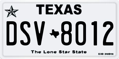 TX license plate DSV8012