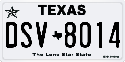 TX license plate DSV8014