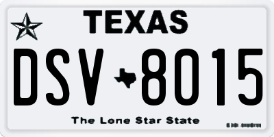 TX license plate DSV8015