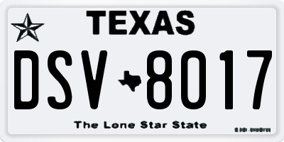 TX license plate DSV8017
