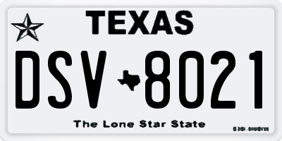 TX license plate DSV8021