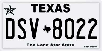 TX license plate DSV8022
