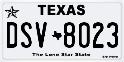 TX license plate DSV8023