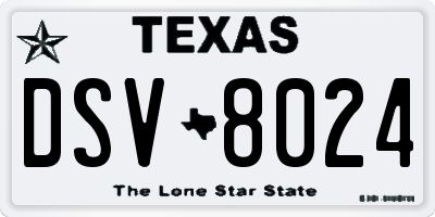 TX license plate DSV8024