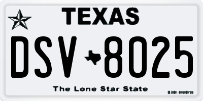 TX license plate DSV8025