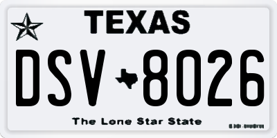 TX license plate DSV8026