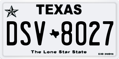 TX license plate DSV8027
