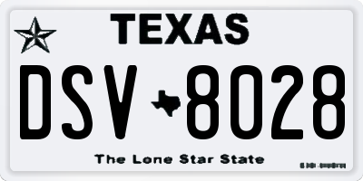 TX license plate DSV8028