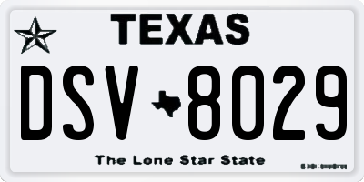 TX license plate DSV8029
