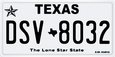 TX license plate DSV8032