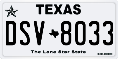 TX license plate DSV8033