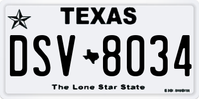 TX license plate DSV8034