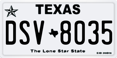 TX license plate DSV8035