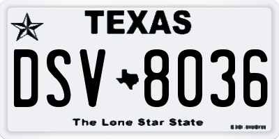 TX license plate DSV8036