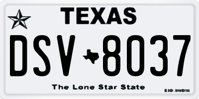 TX license plate DSV8037