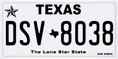TX license plate DSV8038